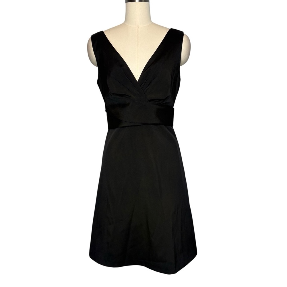 White House Black Market Black Sateen Taffeta Fit and Flare Cocktail Dress| 4
